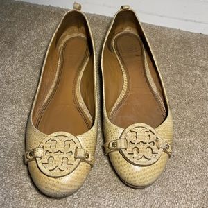 Tory Burch Tan Snakeskin Ballet Flat